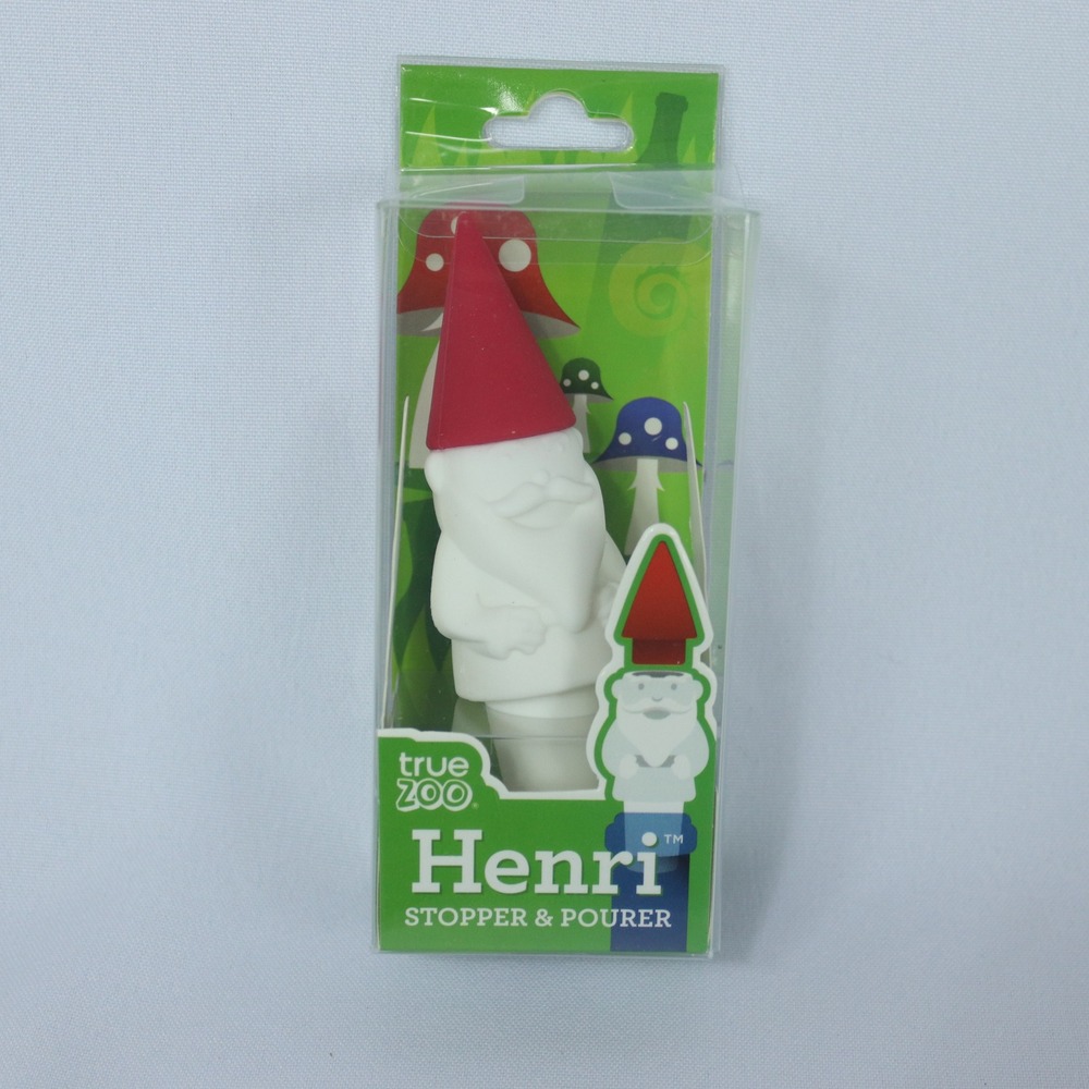 True Zoo Henri Gnome Wine Stopper And Pourer Red Hat New in Packaging